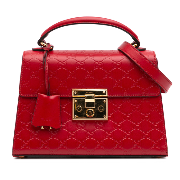 Pre-Loved Gucci Small Guccissima Padlock Satchel - Picture 1 of 10